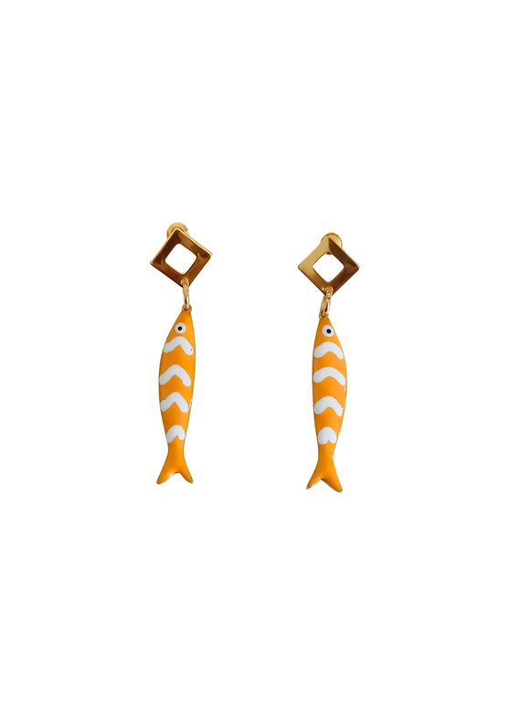 Pendientes Peces de rayas mostaza