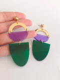 Pendientes Lúmina Verde botella y violeta