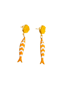 Pendientes Peces de rayas mostaza