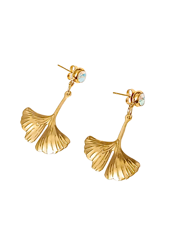 Pendientes Hojas de ginkgo doradas