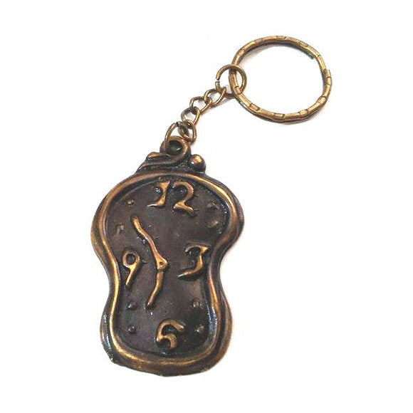 Dalí style soft watch bronze keychain
