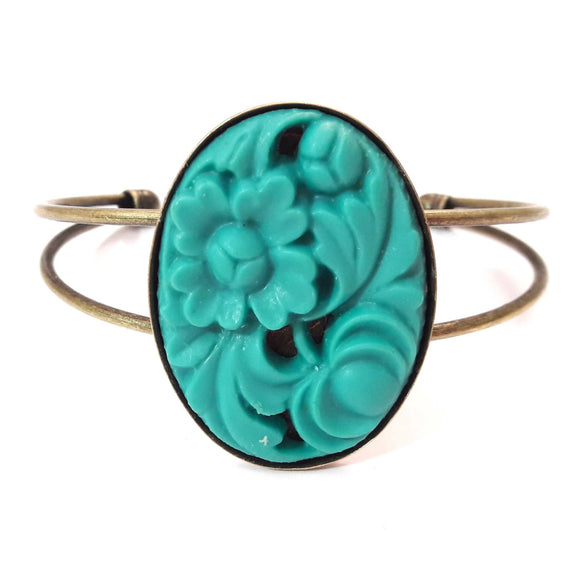 Turquoise flower cameo bracelet