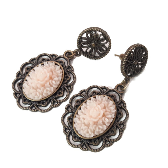 Floral cameo earrings 