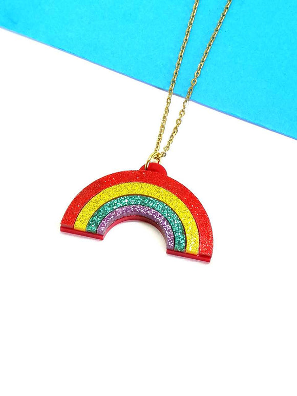 Rainbow glitter pendant 