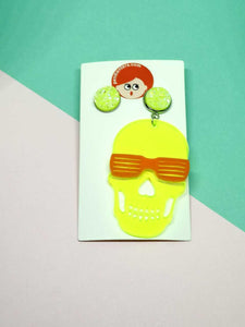 Skull earrings with sunglasses