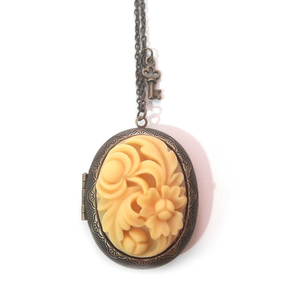 Vanilla Cameo Locket Necklace