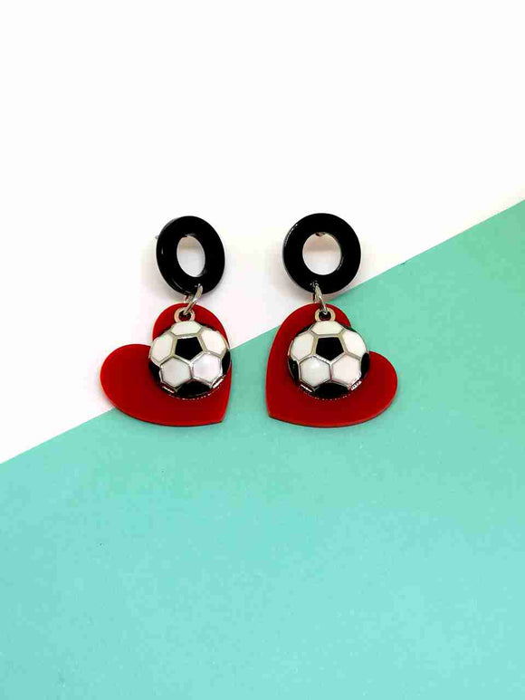 Soccer Ball Heart Earrings