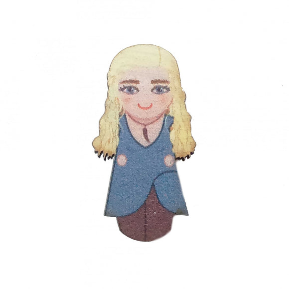 Daenerys kokeshi wooden brooch