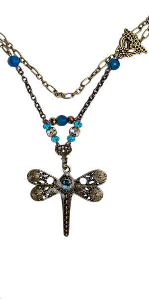 Long art nouveau Dragonfly necklace