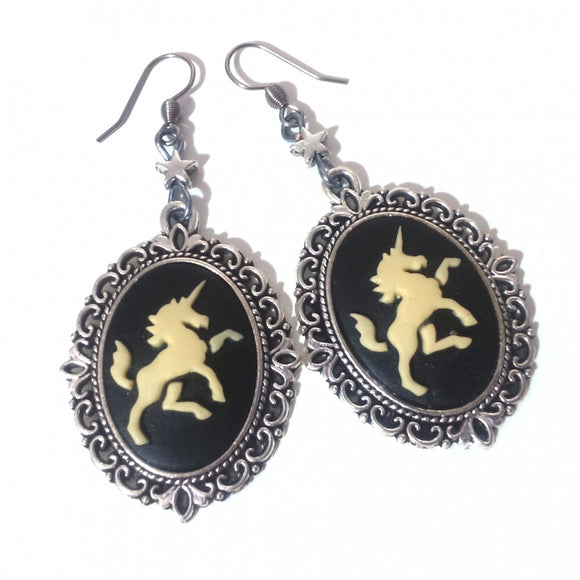 Unicorn cameo earrings 