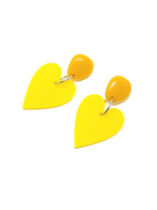 Yellow Hearts Earrings 