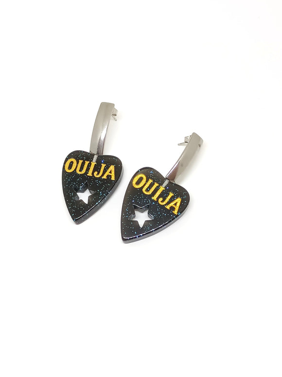 Black glitter Ouija earrings