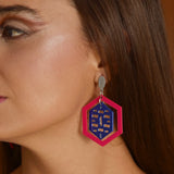 Art deco two-tone hexagon earrings