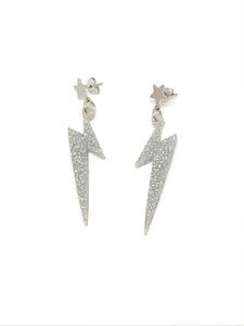 Silver glitter rays earrings