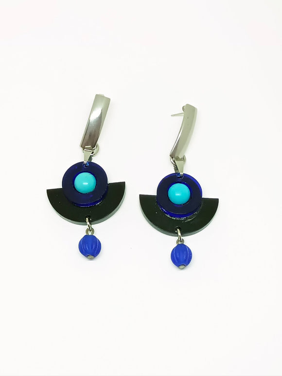 Blue Art Deco Earrings