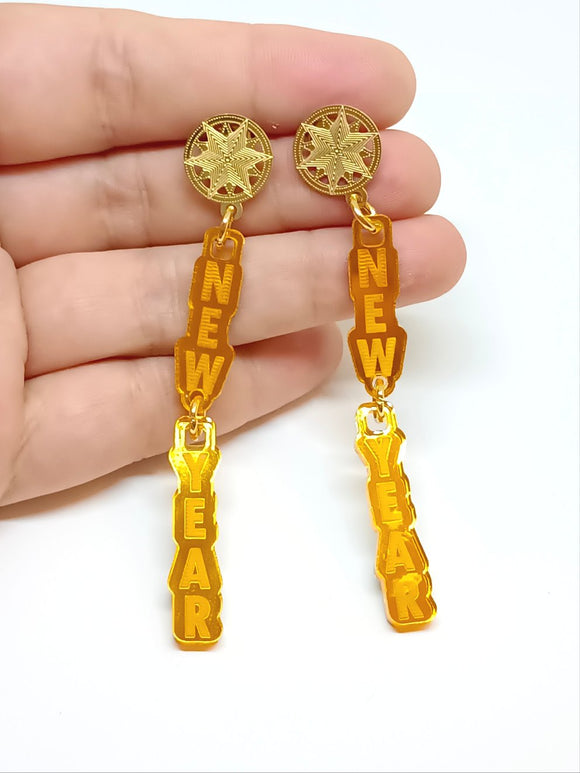 New Year gold mirror earrings