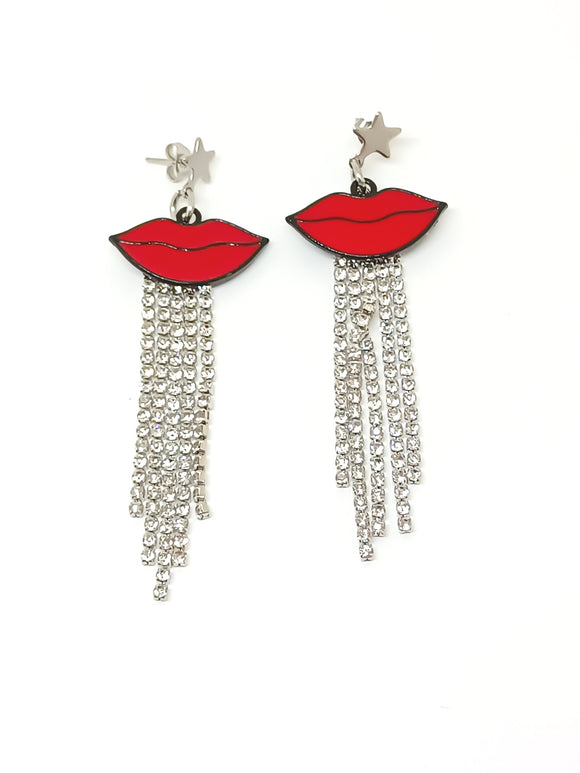 Pendientes glam Labios rojos