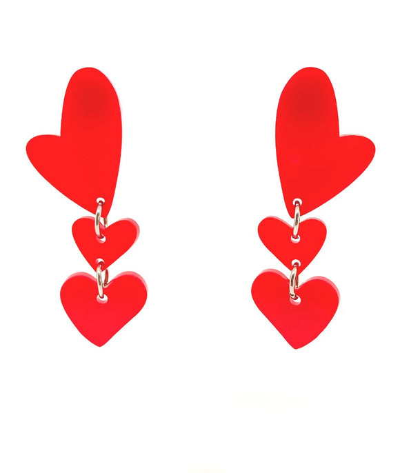 Long earrings imperfect hearts