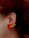 Red hearts and rays earrings