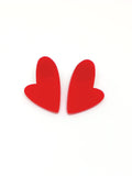 Red imperfect hearts earrings - custom made