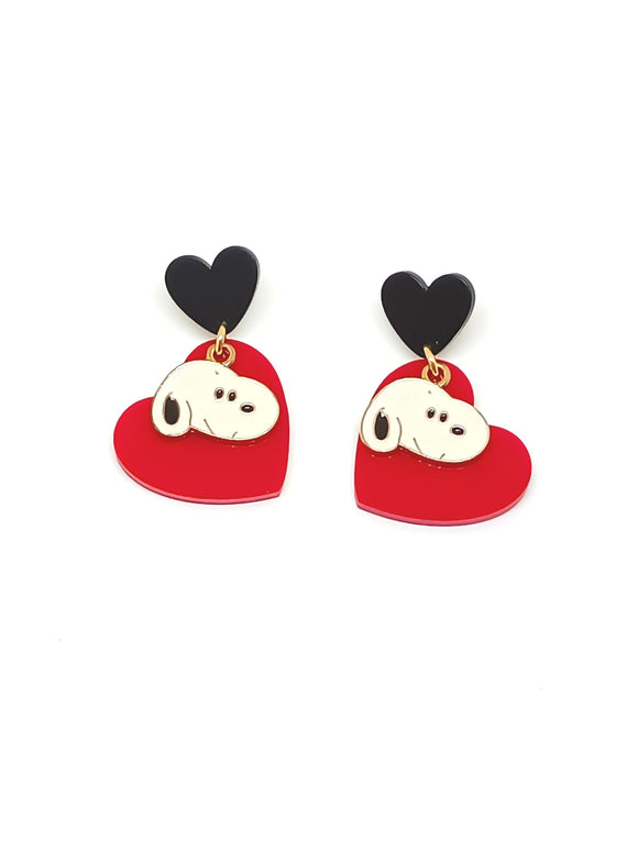 Dog and heart earrings 