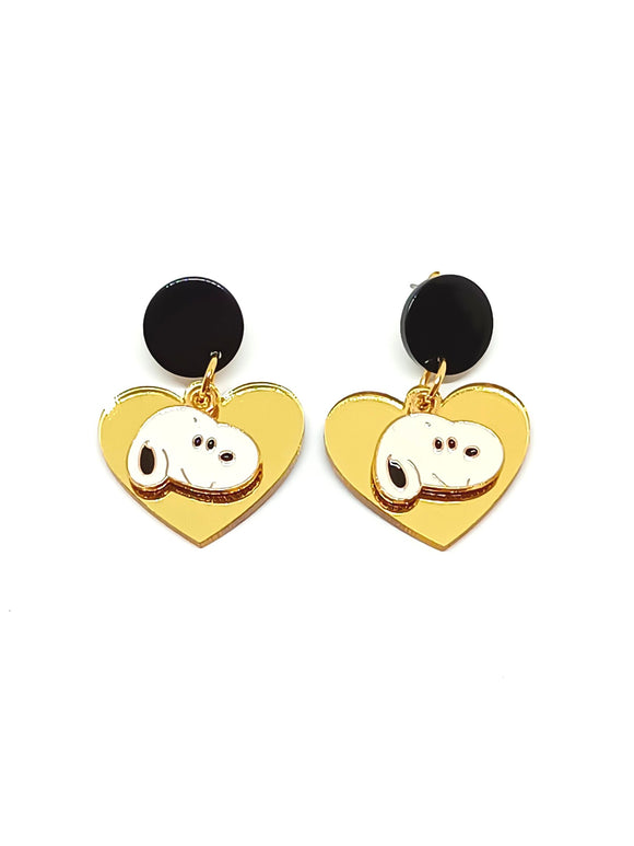 Pendientes Corazón espejo perrito