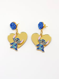Mirror Heart and Stitch Earrings