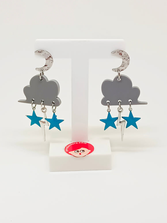 Blue rain earrings