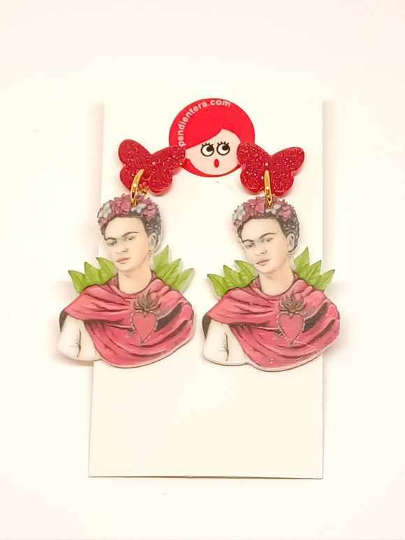 Frida Kahlo and butterflies earrings