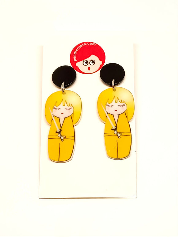 Kokeshi Beatrix Kiddo earrings from Kill Bill
