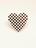 Black and white polka dot heart ring