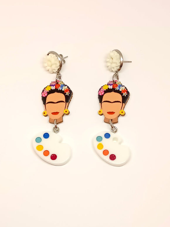 Frida Kahlo and palette earrings