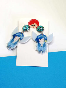 Blue Fairy Kokeshi Earrings