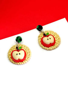 Apples and wicker earrings