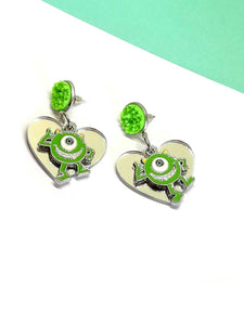 Monster Mike and heart earrings
