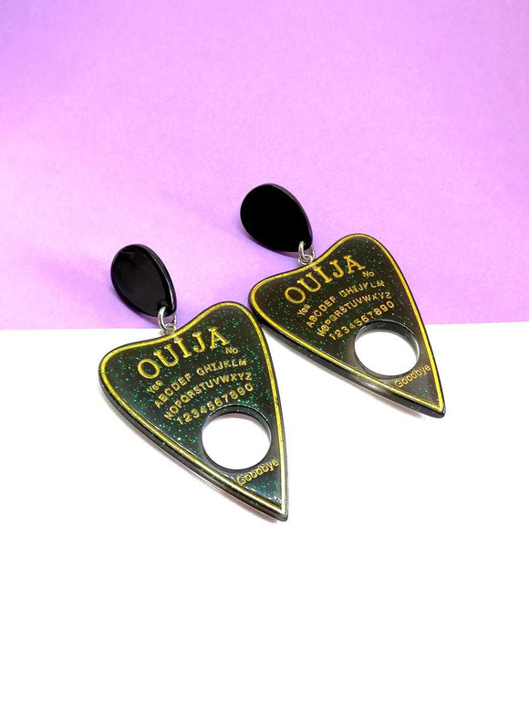 Black glitter Ouija earrings