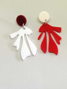 White and red algae earrings