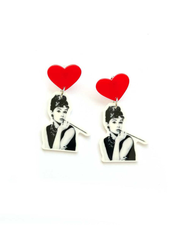 Audrey and heart earrings