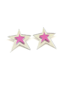 Mirror-pink Stars Earrings