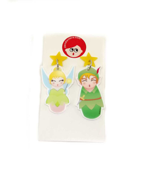 Kokeshis Peter Pan and Tinker Bell Earrings 