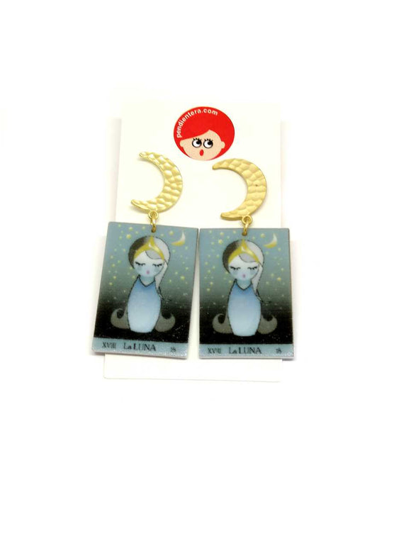 Kokeshi tarot Moon earrings