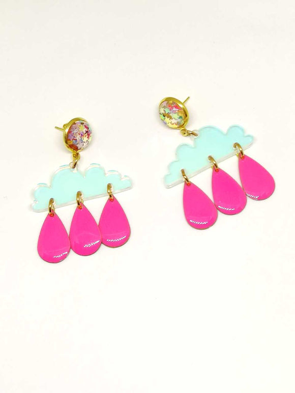 Pink rain earrings 