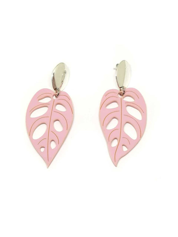 Pink Monstera Adansonii Earrings