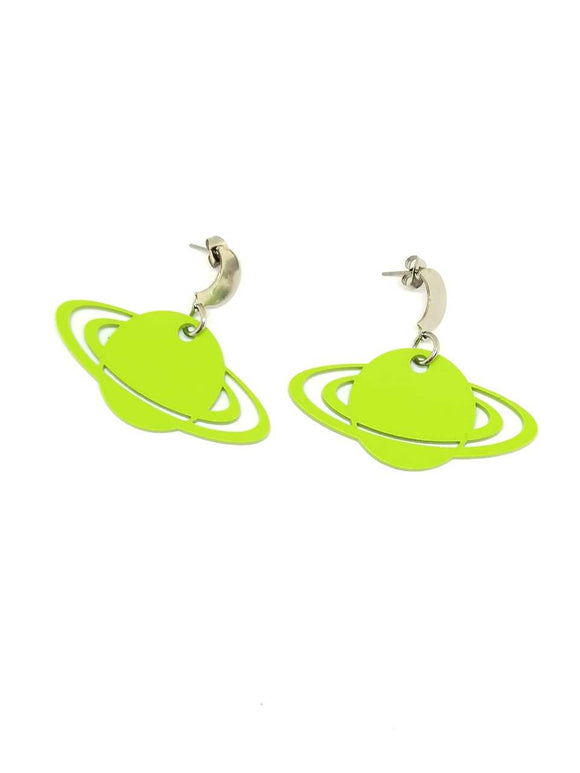 Green Saturn Earrings