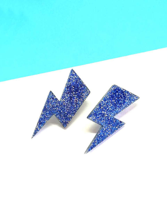 Blue glitter rays earrings