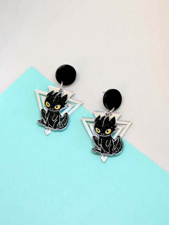 Toothless and triangle earrings