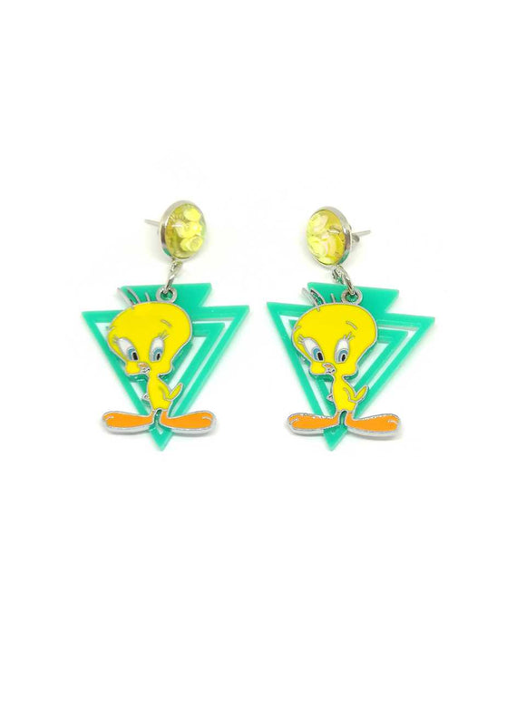Tweety and triangle earrings
