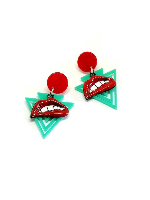 Mouths and triangles earrings