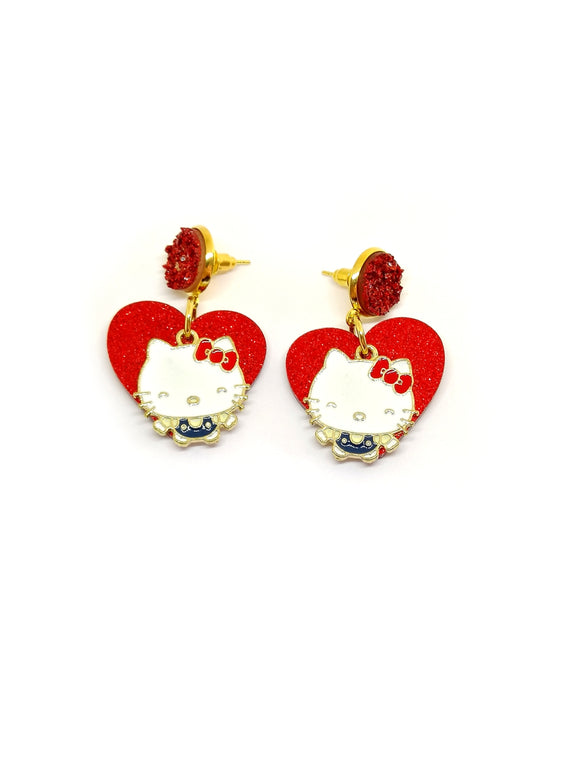 Hello Kitty and heart earrings
