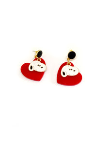 Dog and heart earrings 